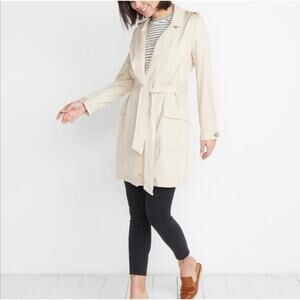 Marine Layer Cream Trench Coat Jacket Womens Medium With Belt Pockets